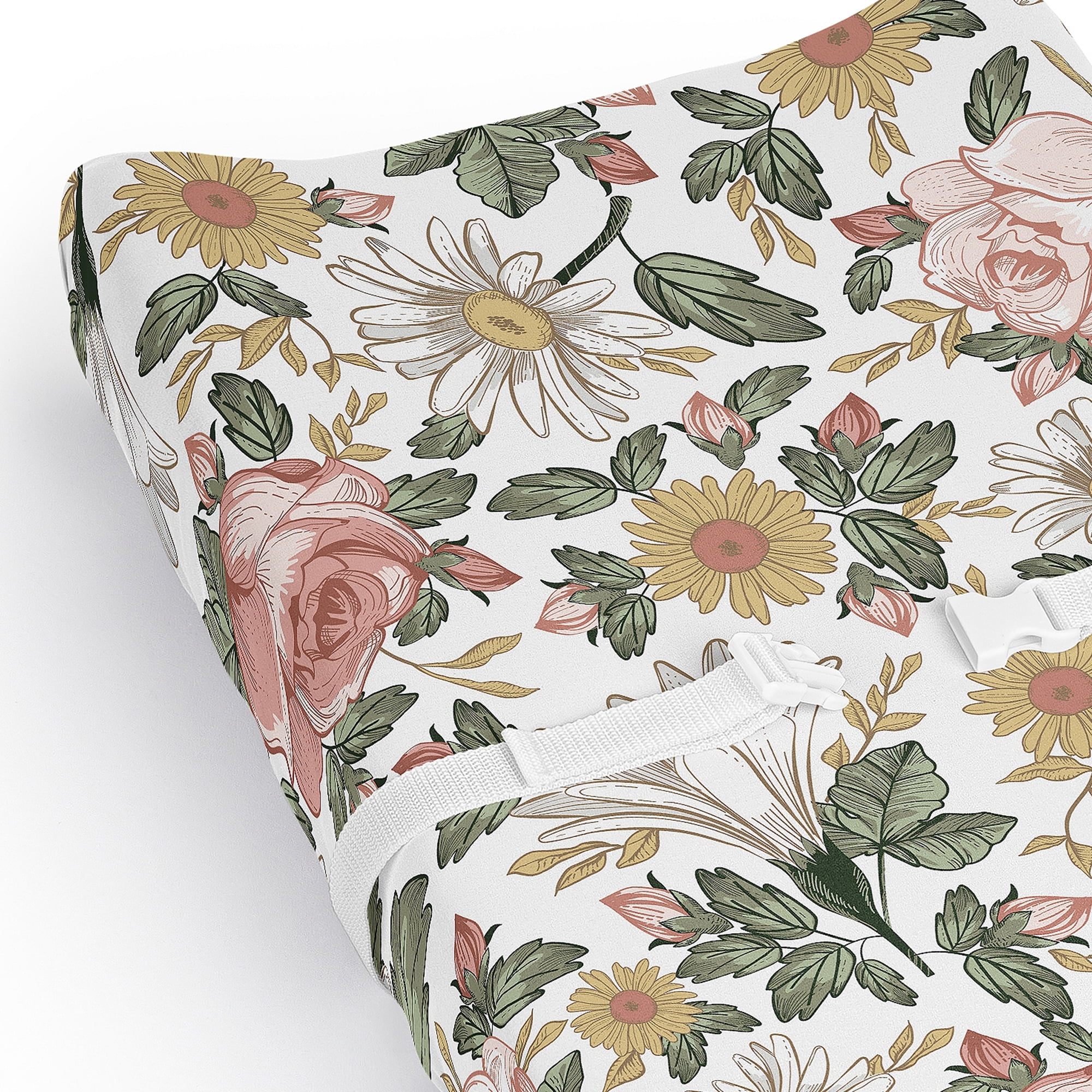 Sweet Jojo Designs Vintage Floral Pink Yellow and Green Changing Pad Cover Sheet
