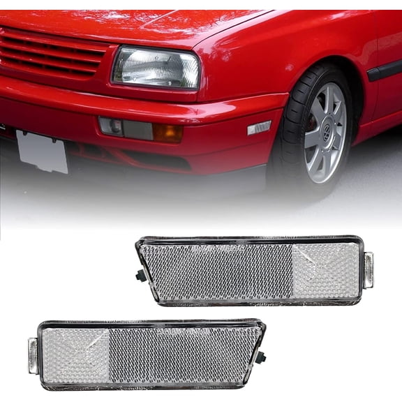 USR 93-98 Golf 3 Side Marker Lights - Front Bumper Sidemarker Parking Lamps (Left   Right) Compatible with 1993-1998 Volkswagen VW Golf III / Jetta / GTi (Euro Style All Clear Lens)