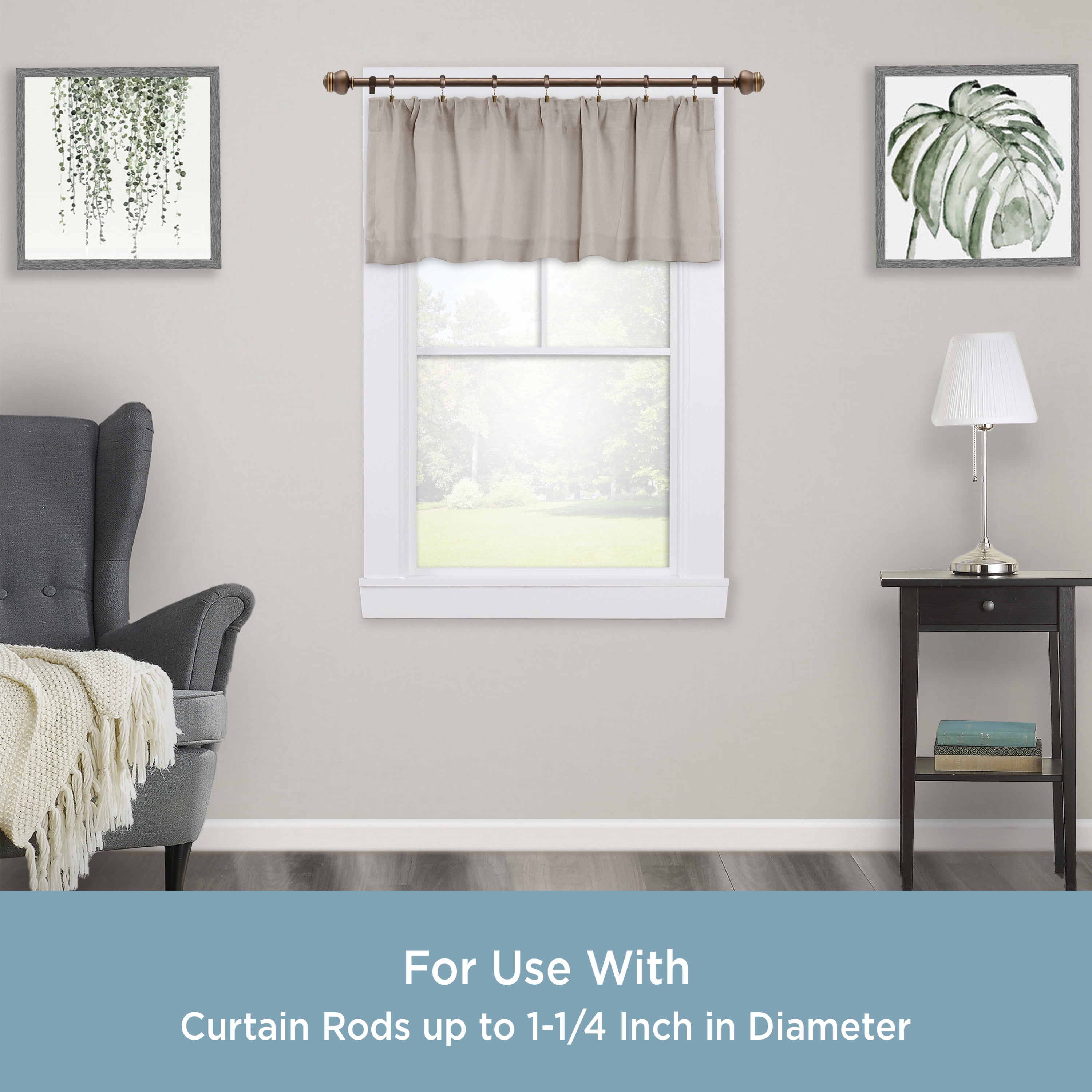 Kenney Ribbed Clip Rings for 1-1/4" Diameter Curtain Rods, Rustic Copper, 7-Pack