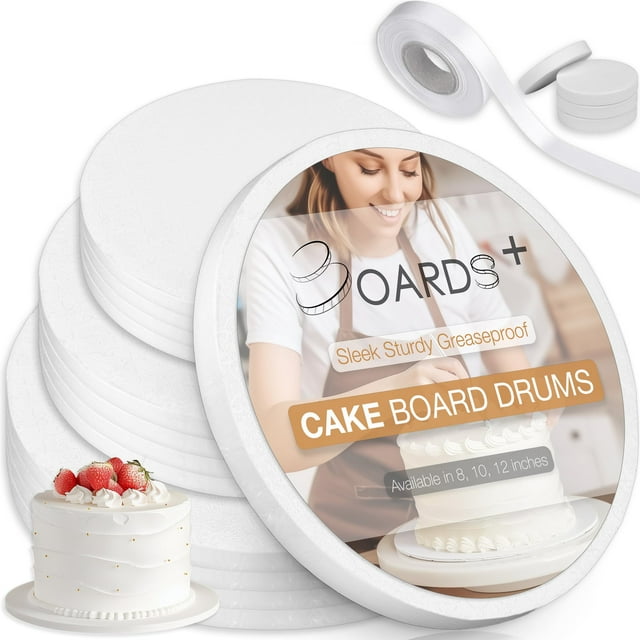 Cake Drums Boards+ de 8, 10 y 12 pulgadas (3 tamaños, paquete de 12 en total)