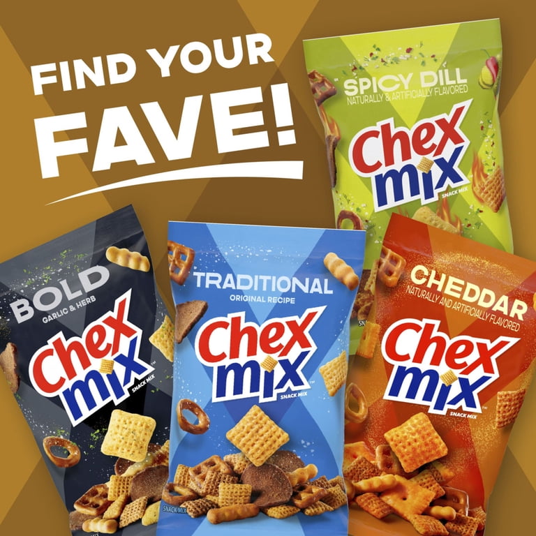 8 pack) Chex Mix Turtle Snack Mix, Indulgent Snacks, Family Size