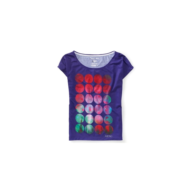 Aeropostale Blusa con diseño de burbujas y puntos circulares para mujer, Púrpura, X-Large Aeropostale Pull-over
