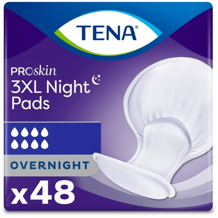 Tena ProSkin 3XL Incontinence Pads for Women and Men, Overnight Absorbency, 96 Count