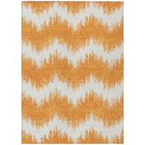 HomeRoots 591808 5 x 8 ft. Orange & Ivory Chevron Washable Indoor & Outdoor Rectangle Area Rug