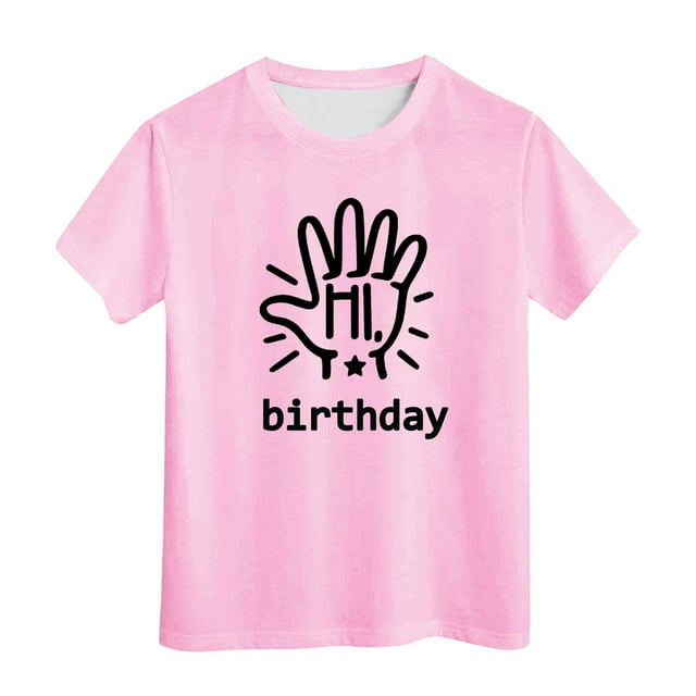 LUOGENLI T-Shirt pour Filles Anniversaire Fille T-Shirt à Manches Courtes Été Col Rond T-Shirt Coupe Décontractée Chemises Basiques Hauts Maxi Ensembles Filles Tenues 2 Pcs Décontractées 8-9 Ans