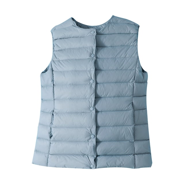 Bmisegm Débardeur Décontracté Uni pour Femmes, Col Rond, Veste Anorak Légère, Bleu G