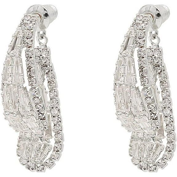 Teardrop Crysatal Earrings for Women Vintage Front Back Rhinestone Waterdrop Earrings Shiny Irregular Cubic Zirconia Drop Earrings Dainty Jewelry Gifts