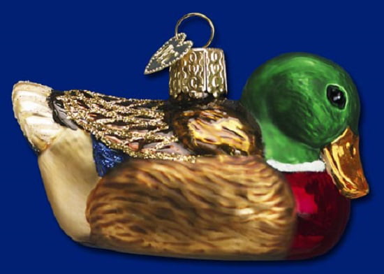 Mallard Duck Clip-on Blown Glass Ornament Single or 6 Pack 