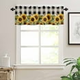 thumbnail image 3 of nqOlkjepod Sunflower Checkered Farmhouse Short Window Curtain Valances, Black Buffalo Plaid Pastoral Flowers Rod Pocket Kitchen Valances for Living Room Bedroom Bathroom Cafe, 1 Panel - 42" x 18", 3 of 8