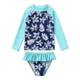 thumbnail image 3 of Uccdo Toddler Girls Rashguard Swimsuit Set, Little Girl Long Sleeve Floral Bathing Suits Swimwear, 2 Pieces, 1-9T, 3 of 8
