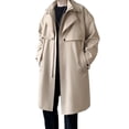 thumbnail image 2 of Clearance 2024! AIEOTT Winter Trench Coat for Men Big and Tall Wool Coat Long Pea Coat Notch Collar Cardigan Button Down Trench Coat, 2 of 9
