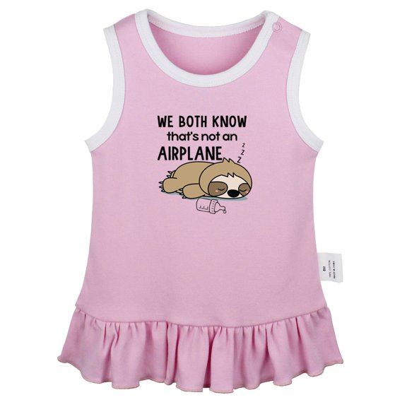 We Both Know That's Not an Airplane Funny Dresses For Baby, Newborn Babies Skirts, Infant Princess Dress, 0-24M Kids Graphic Clothes (Pink Sleeveless Dresses, 0-6 Months)