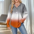 thumbnail image 2 of Sexlip Womens Color Block Sweatshirt Zip Long Sleeve V Neck Drawstring Hoodies Casual Fall Comfort Pocket Pullover Tops Red L, 2 of 6