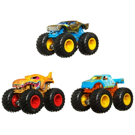 Hot Wheels Monster Trucks Set of 3 1:64 Scale Color Shifters Toy Trucks (Styles May Vary)