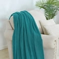 thumbnail image 5 of Bourina Weave Teal Throw Blanket for Couch Sofa, Suitable for Adult, Soft and Lightweight, 50"⨉60", 5 of 7