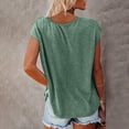 thumbnail image 3 of Baqcunre Womens Shirts Women Cap Sleeve Summer Casual Tops V Neck Solid Color Casual Shirts Loose Fit Blouse Womens T Shirts Workout Tops For Women Green M, 3 of 5