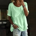 thumbnail image 2 of hlysgo Womens Casual Lightweight Tops Short Sleeve Peplum T Shirts Summer Loose Fit Crew Neck Tunics Green,M, 2 of 6