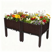 UBesGoo 2 Piece Raised Garden Bed Kit Brown Free Splicing Planter Box