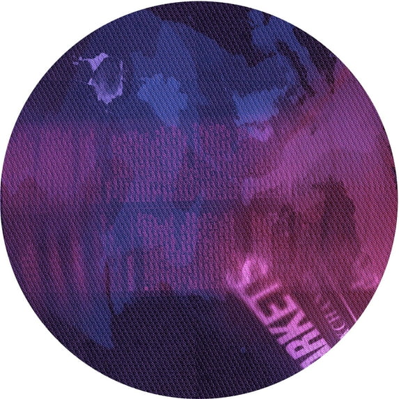 Ahgly Company Machine Washable Indoor Round Transitional Dark Purple Area Rugs, 6' Round
