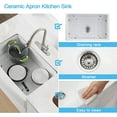 thumbnail image 4 of 33X21 Inch White Farmhouse Kitchen Sink Fireclay Ceramic Curved Apron Front Single Bowl Farm Sink, 4 of 7