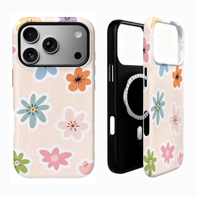 SKLYDDI Mignon Étui Floral Esthétique pour iPhone 12 Pro, Compatible avec MagSafe