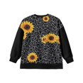 thumbnail image 5 of Xoenoiee Sunflower Leopard Print Girls Casual Pullover Top, Oversized Crewneck Sweatshirt with Side Slit, Long Sleeve Tunic Sweater Fall Outfits, 7-8 Years, 5 of 7