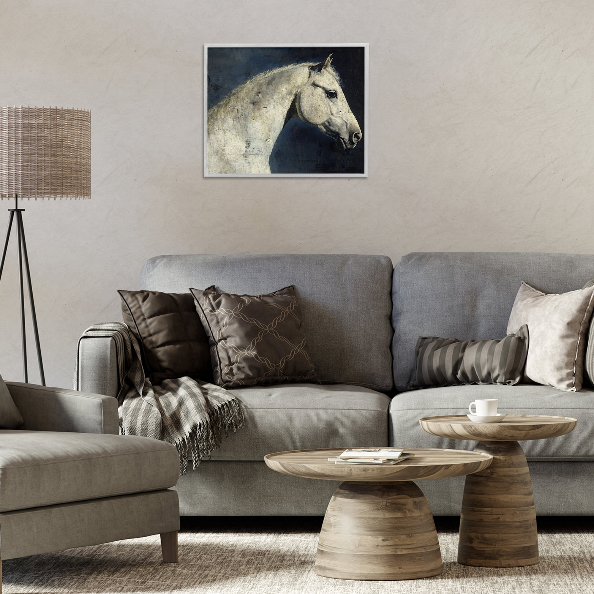 Stupell Industries Equine On The Blue Night Gray Framed Giclee Art, design by Svetlana Aleynikova