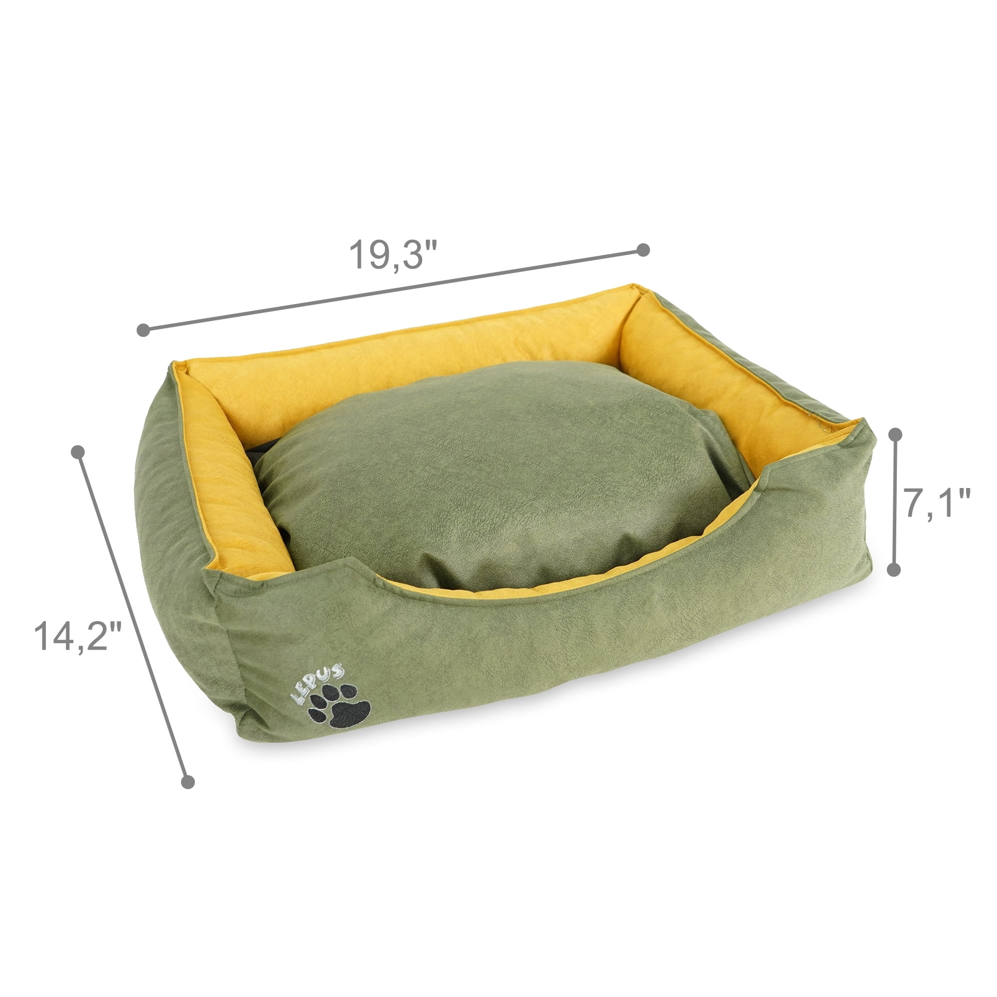 LEPUS Pets Washable Dog Bed for Small / Medium / Large Dogs - Durable Waterproof Sofa Dog Bed with Sides GREEN Medium