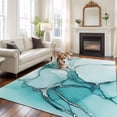 thumbnail image 3 of Marble Turquoise Area Rug 6x9 FT, Non Slip Living Room Throw Carpet, Abstract Nature Cracks Silver Wavy Washable Soft Large Floor Carpet Non-Shedding Rug for Bedroom Dining Room Play Room, 3 of 9