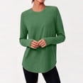 thumbnail image 6 of Qgtaibl Women Long Sleeve Workout Shirts Crew Neck Curved Hem Thumb Hole Tops Moisture Wicking Loose Fit Athletic Tees for Running Gym Fitness Green L, 6 of 8
