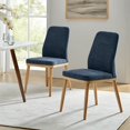 thumbnail image 2 of Dining Chairs Set of 2 Modern Upholstered Solid Wood Legs High Back Armless Side Chair Kitchen Navy, 2 of 7