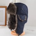 thumbnail image 2 of ievspot Unisex Winter Hat Thickened Velvet Lined Ear Protection Fuzzy Buckle Fasten Heat Retention Outdoor Skiing Skating Snowboarding Lei Feng Hat, 2 of 8