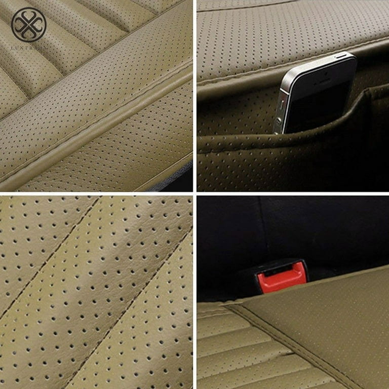 Luxtrada Car Seat Cushion 1PC Breathable Car Interior Seat Cover Cushion  Pad Mat for Auto Supplies Office Chair with PU Leather (Beige) 