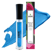 Aromi Bright Blue Metallic Liquid Lipstick for Women | Long-lasting, Shimmery Finish (Snow Queen)