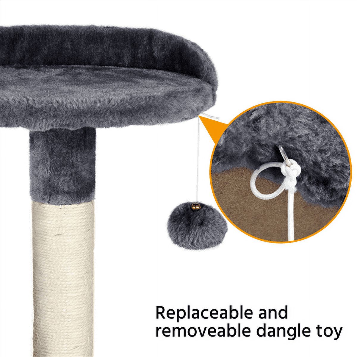 Alden Design 51" Cat Tree with Hammock and Scratching Post Tower, Dark Gray - image 3 of 17