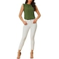 thumbnail image 2 of INSPIRE CHIC Mother's Day Women's Sleeveless Blouse Ruffled Pleated Wear-to-Work Chic Blouse M Army Green, 2 of 6