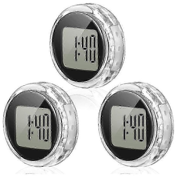 3 Pieces Mini Motorcycle Clocks Waterproof Stick-on Motorbike Mount Watch Digital Clocks for Vehicle, Auto, Car, SUV)