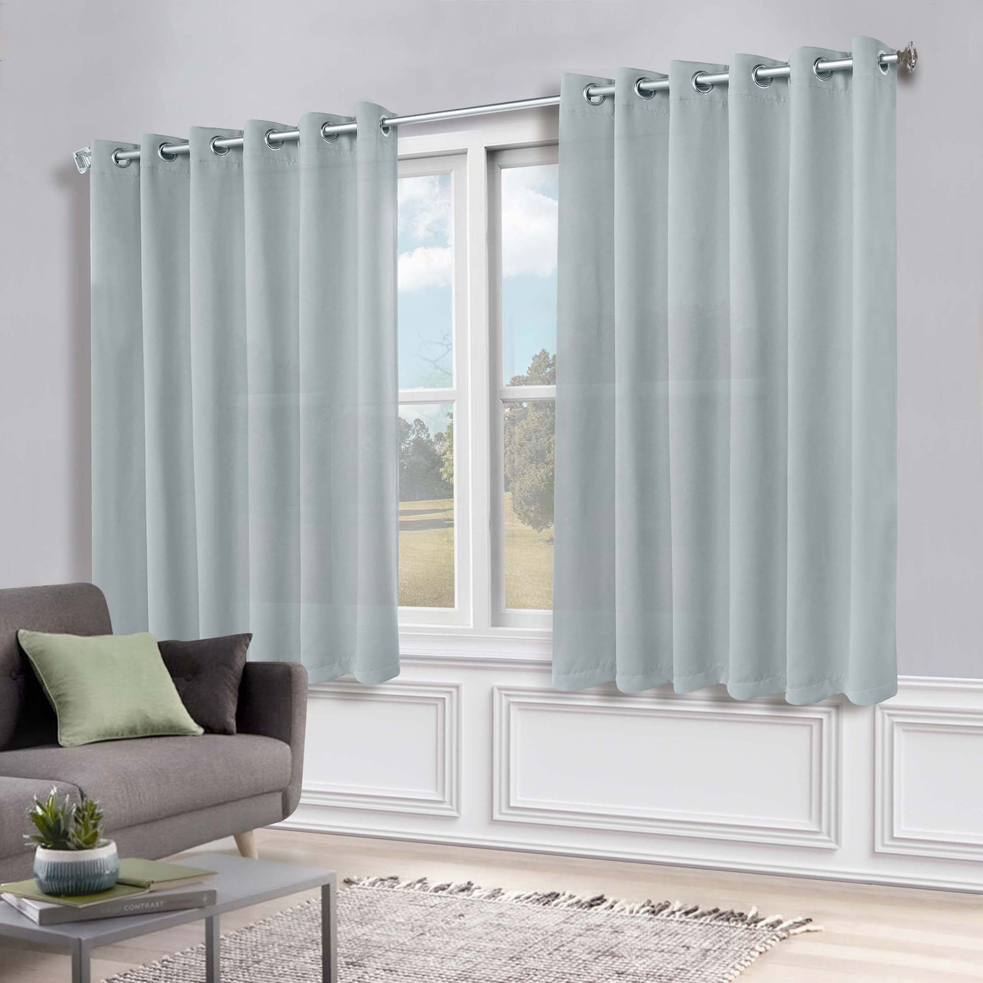Superior Blackout Solid Light Filtering Grommet Curtain Panel Set, 70" x 63", Stone Blue