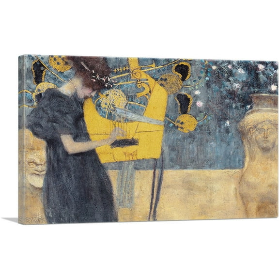 ARTCANVAS Music I 1895 Canvas Art Print by Gustav Klimt - Size: 26" x 18" (0.75" Deep)