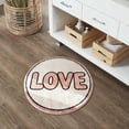 thumbnail image 4 of Valentines Day Doormat, Round Area Rug, 15 inch Small Washable Carpet, Circular Floor Mat with Love Design, Cute Home Decor for Bedroom Living Room Kitchen Dining Table Side Entryway Decor, 4 of 5