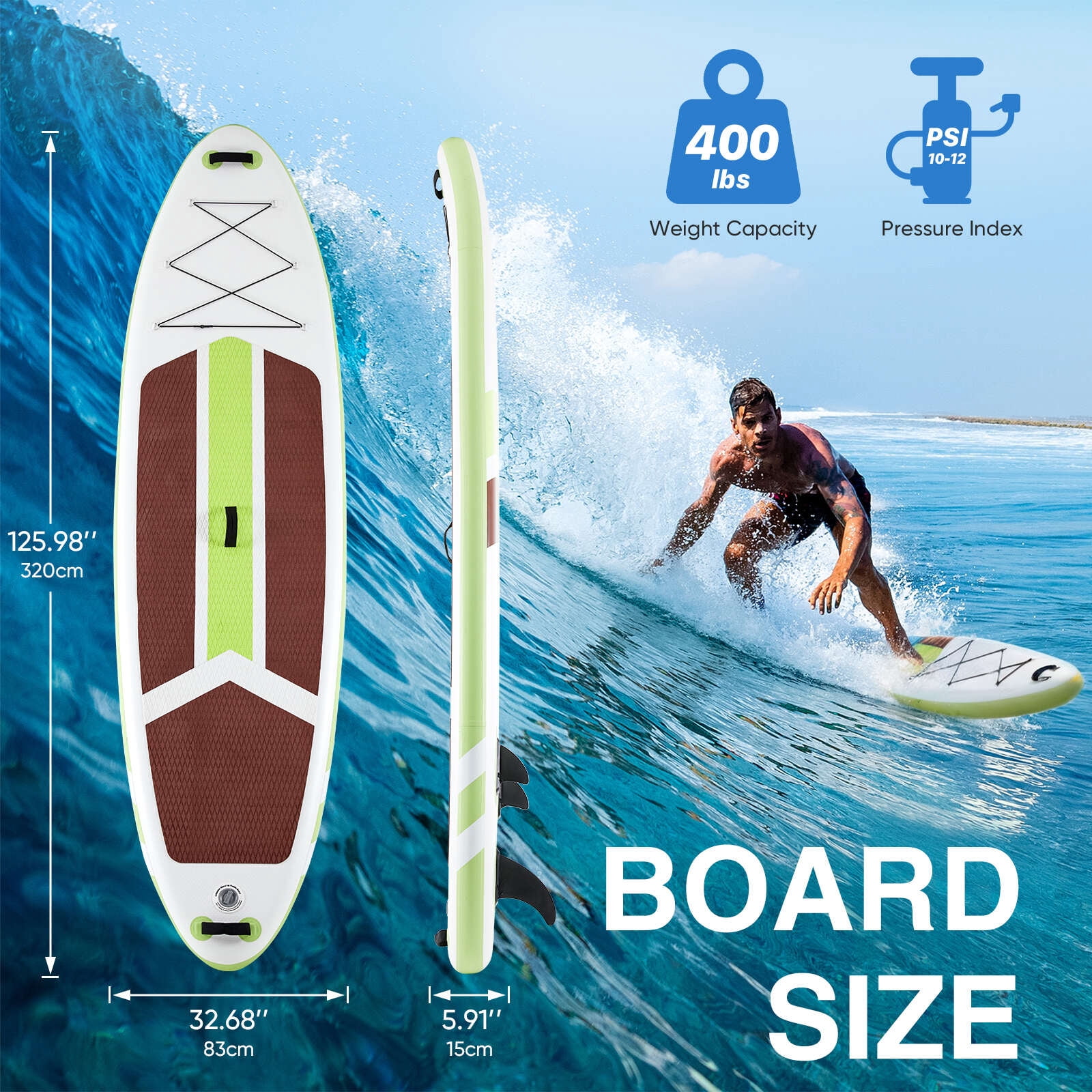 Gianna Inflatable Stand Up Paddle Board with Premium SUP Paddleboard Accessories,2-in-1 Paddle for Adults,Green