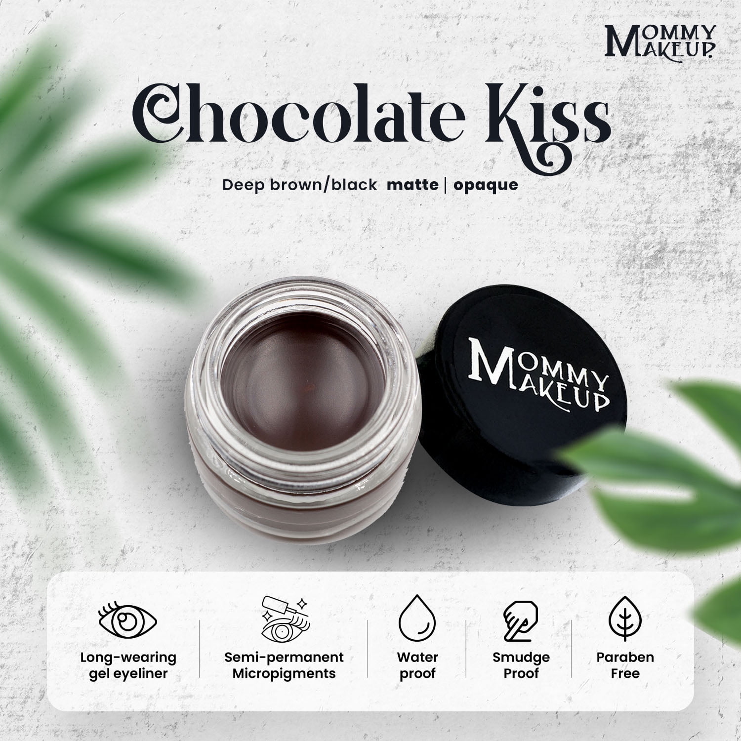 Waterproof Gel Eyeliner Pot in Chocolate Kiss (Deep Brown / Black) - Long Wear Cream Eye Liner - Stay Put Gel Eyeliner by Mommy Makeup