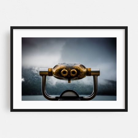 Through the Mist - Banff Alberta Canada Photography Vintage Travel Poster Landscape Surrealism Scenic Minimalist Architecture Black Framed Wall Art Print 12 x 18 inches