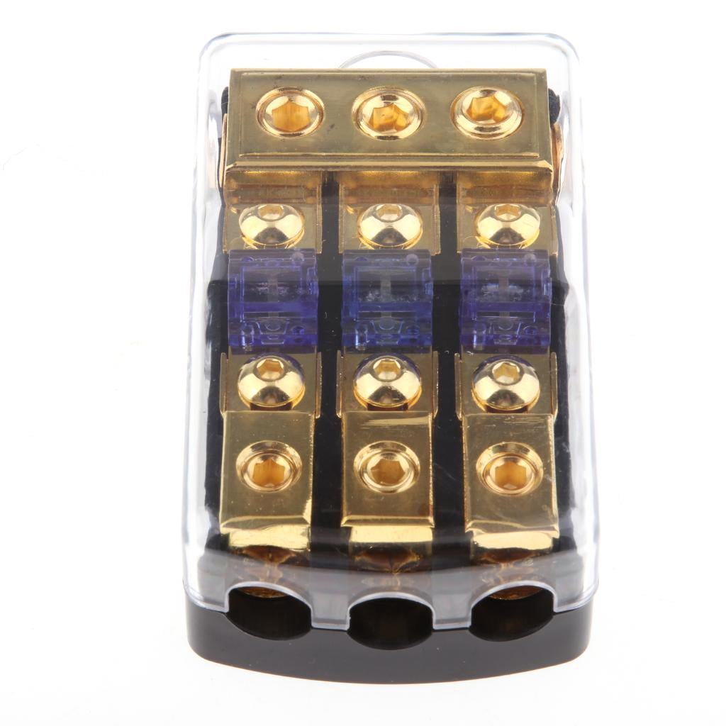 funtasica Car Stereo Audio 3-Way 80A In-Line Fuse Holder Power Distribution Block With Waterproof Cover