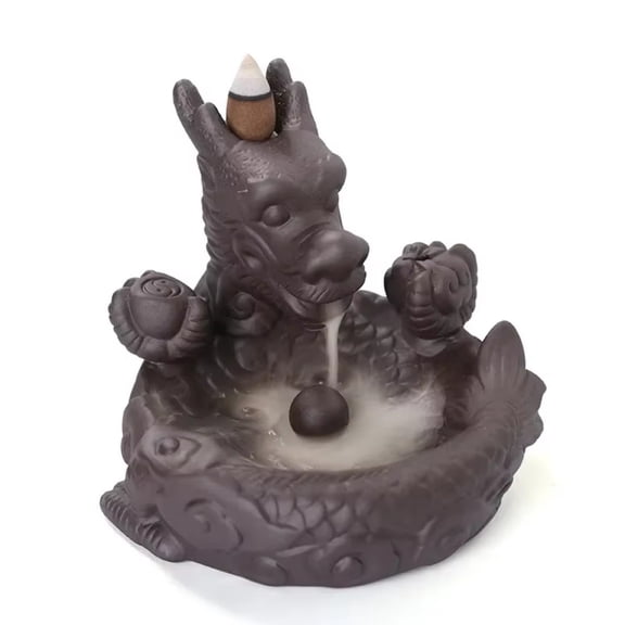 1pc Purple Clay Dragon Backflow Incense Burner, Feng Shui Wealth Home Decor (Without Incense)