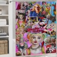thumbnail image 4 of Juego de 4 cortinas de ducha de Harley Quinn con alfombrillas antideslizantes, tapa de inodoro y alfombrilla de baño, cortina de ducha impermeable con decoración de dibujos animados para baño con 12, 4 of 8