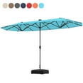thumbnail image 2 of Costway 13FT Double-sided Patio Umbrella with Solar Lights Crank Handle Umbrella Base Turquoise, 2 of 10