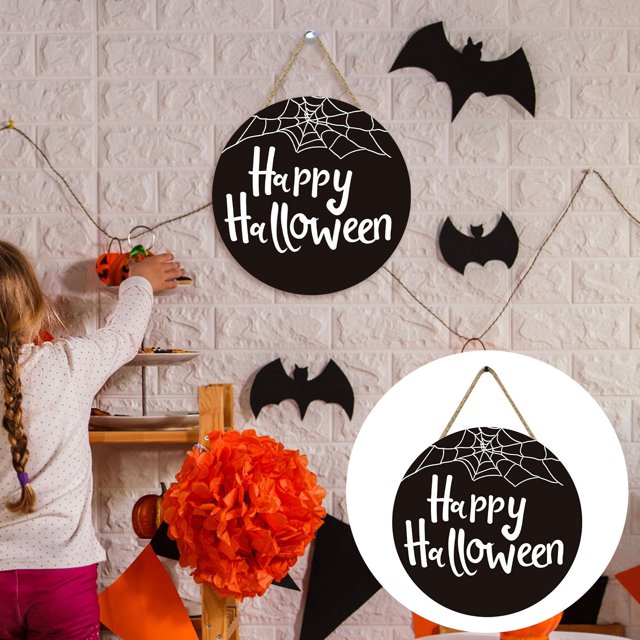 WHEANG Halloween Sign For Front Door Decor Halloween Wooden Door Hanger Halloween Door Sign Holiday Hanging Welcome Signs Halloween Decorations For Door