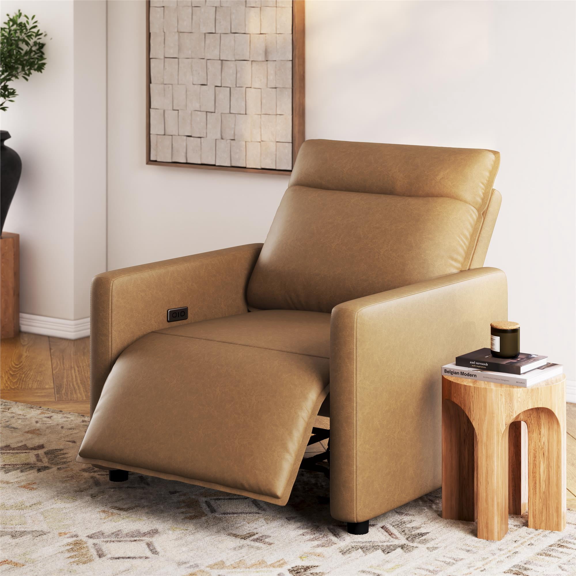 Mainstays Williamson Power Recliner in Camel Faux Leather