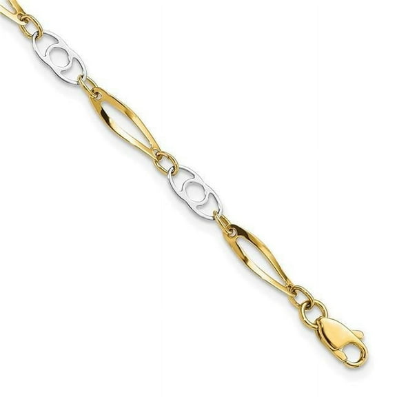 Primal Gold 14 Karat Two-Tone 7 Inch Fancy Link Bracelet